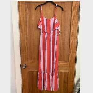 NWT OLD NAVY Striped Ruffle Maxi Dress
